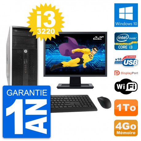 PC Tour HP Pro 6300 CMT Ecran 22" i3-3220 RAM 4Go Disque Dur 1To Windows 10 Wifi