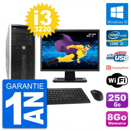 PC Tour HP Pro 6300 CMT Ecran 27" i3-3220 RAM 8Go Disque 250Go Windows 10 Wifi