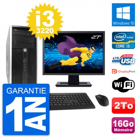 PC Tour HP Pro 6300 CMT Ecran 27" i3-3220 RAM 16Go Disque 2To Windows 10 Wifi