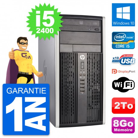 PC Tour HP Compaq Pro 6300 CMT Intel i5-2400 RAM 8Go Disque 2To Windows 10 Wifi
