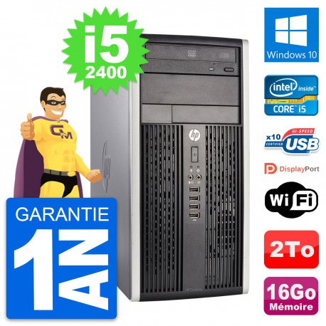 PC Tour HP Compaq Pro 6300 CMT Intel i5-2400 RAM 16Go Disque 2To Windows 10 Wifi