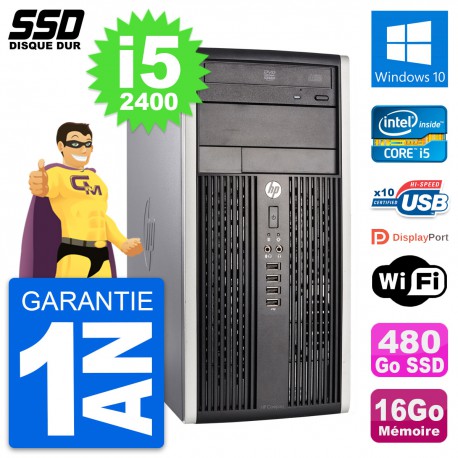 PC Tour HP Compaq Pro 6300 CMT Intel i5-2400 RAM 16Go SSD 480Go Windows 10 Wifi