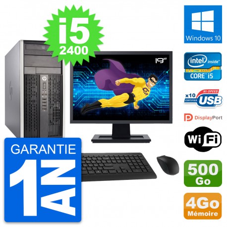PC Tour HP Pro 6300 CMT Ecran 19" i5-2400 RAM 4Go Disque 500Go Windows 10 Wifi