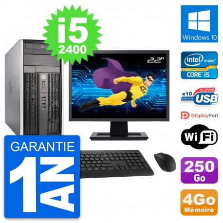 PC Tour HP Pro 6300 CMT Ecran 22" i5-2400 RAM 4Go Disque 250Go Windows 10 Wifi