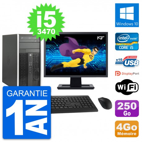 PC Tour HP Pro 6300 CMT Ecran 19" i5-3470 RAM 4Go Disque 250Go Windows 10 Wifi