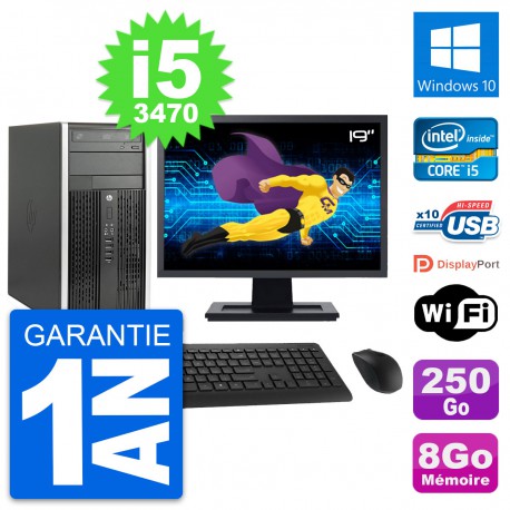 PC Tour HP Pro 6300 CMT Ecran 19" i5-3470 RAM 8Go Disque 250Go Windows 10 Wifi