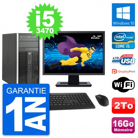 PC Tour HP Pro 6300 CMT Ecran 22" i5-3470 RAM 16Go Disque 2To Windows 10 Wifi