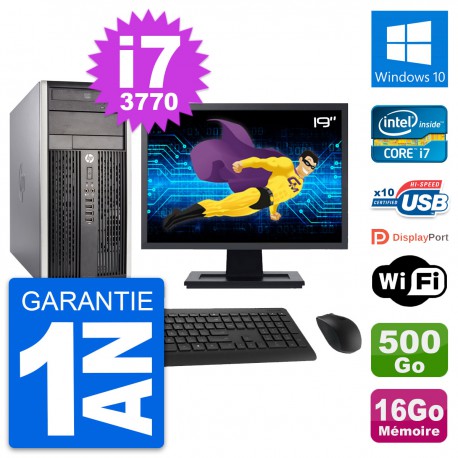 PC Tour HP Pro 6300 CMT Ecran 19" i7-3770 RAM 16Go Disque 500Go Windows 10 Wifi