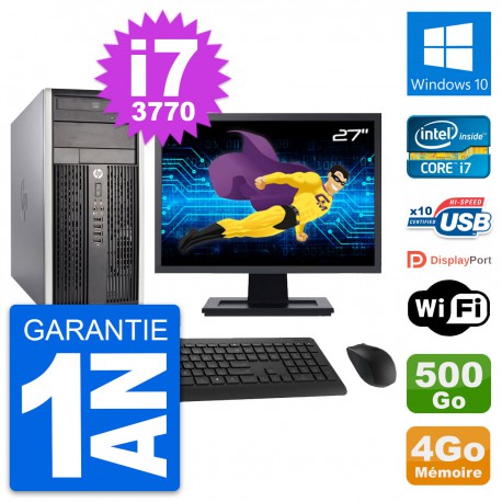 PC Tour HP Pro 6300 CMT Ecran 27" i7-3770 RAM 4Go Disque 500Go Windows 10 Wifi