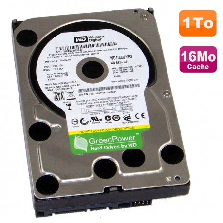 Disque Dur 3.5" 1To SATA WD WD1000FYPS-01ZKB1 RE2-GP GreenPower 7200RPM 16Mo