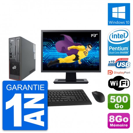 Mini PC Fujitsu C720 SFF Ecran 19" G3220 RAM 8Go Disque 500Go Windows 10 Wifi