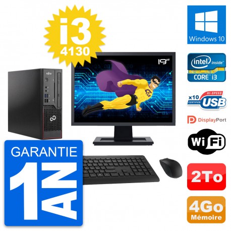 Mini PC Fujitsu C720 SFF Ecran 19" i3-4130 RAM 4Go Disque 2To Windows 10 Wifi