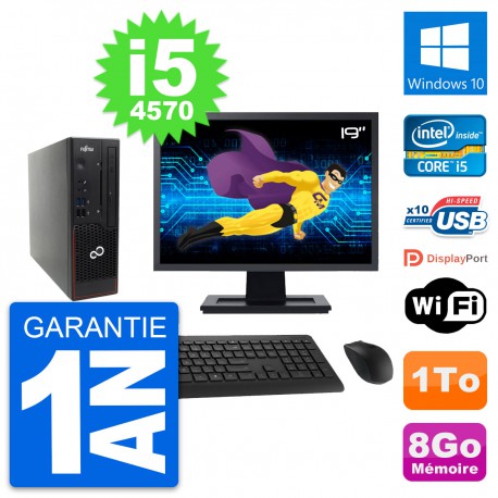 Mini PC Fujitsu C720 SFF Ecran 19" i5-4570 RAM 8Go Disque 1To Windows 10 Wifi