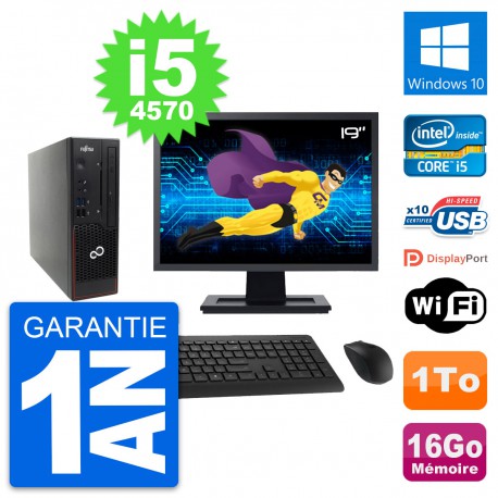 Mini PC Fujitsu C720 SFF Ecran 19" i5-4570 RAM 16Go Disque 1To Windows 10 Wifi