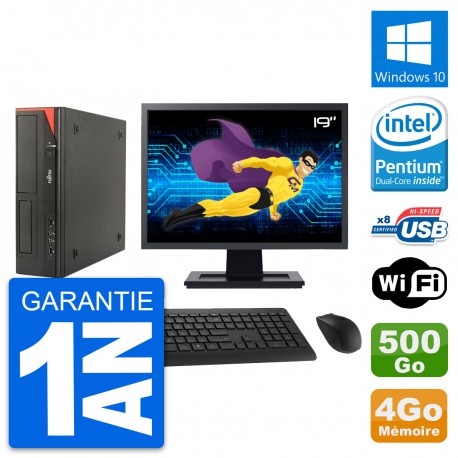 PC Fujitsu E520 DT Ecran 19" Intel G3220 RAM 4Go Disque 500Go Windows 10 Wifi