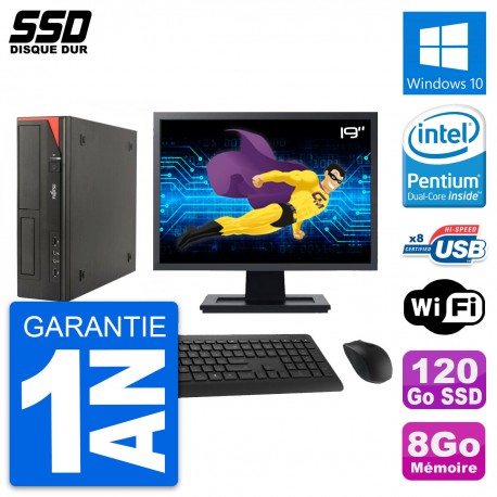 PC Fujitsu E520 E85+ DT Ecran 19" Intel G3220 RAM 8Go SSD 120Go Windows 10 Wifi