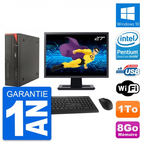 PC Fujitsu E520 DT Ecran 27" Intel G3220 RAM 8Go Disque Dur 1To Windows 10 Wifi