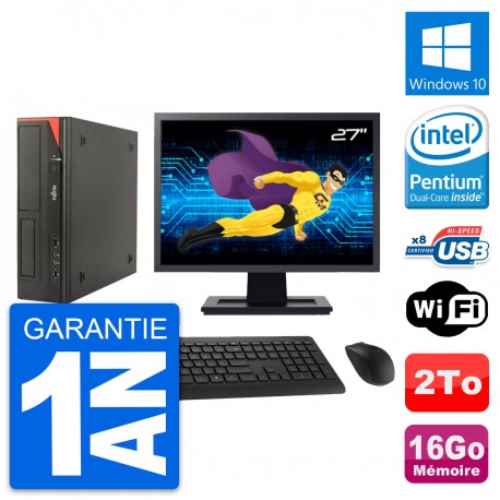 PC Fujitsu E520 DT Ecran 27" Intel G3220 RAM 16Go Disque Dur 2To Windows 10 Wifi
