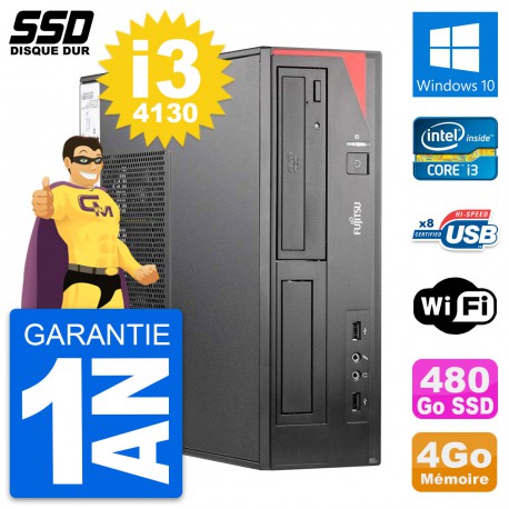 PC Fujitsu Esprimo E520 E85+ DT Intel i3-4130 RAM 4Go SSD 480Go Windows 10 Wifi