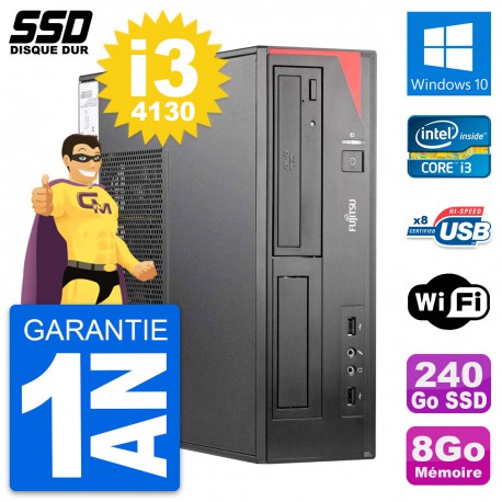 PC Fujitsu Esprimo E520 E85+ DT Intel i3-4130 RAM 8Go SSD 240Go Windows 10 Wifi