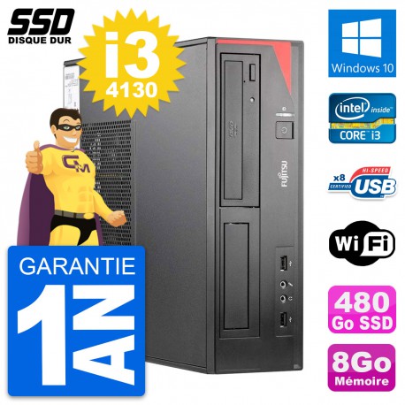 PC Fujitsu Esprimo E520 E85+ DT Intel i3-4130 RAM 8Go SSD 480Go Windows 10 Wifi