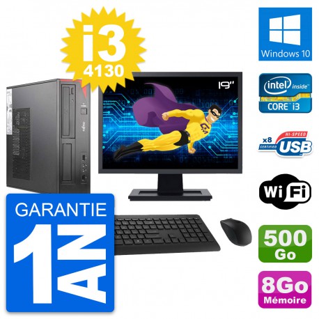 PC Fujitsu E520 DT Ecran 19" Intel i3-4130 RAM 8Go Disque 500Go Windows 10 Wifi
