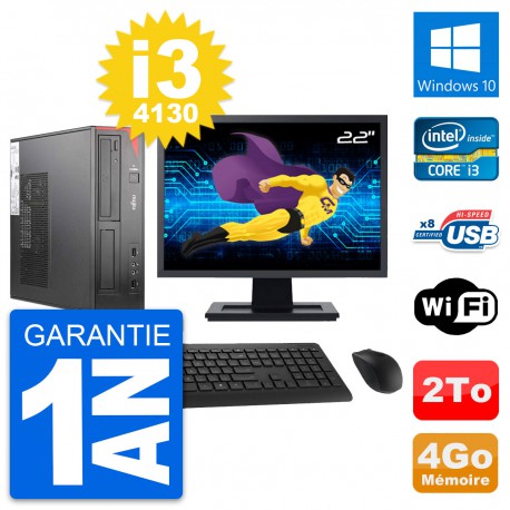 PC Fujitsu E520 DT Ecran 22" Intel i3-4130 RAM 4Go Disque 2To Windows 10 Wifi
