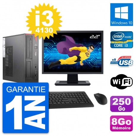 PC Fujitsu E520 DT Ecran 22" Intel i3-4130 RAM 8Go Disque 250Go Windows 10 Wifi