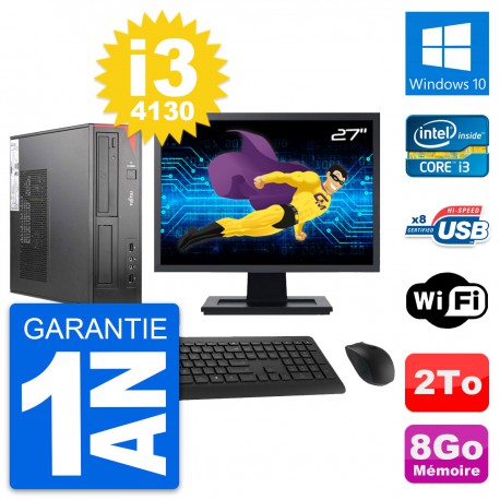 PC Fujitsu E520 DT Ecran 27" Intel i3-4130 RAM 8Go Disque 2To Windows 10 Wifi