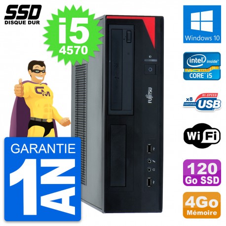 PC Fujitsu Esprimo E520 E85+ DT Intel i5-4570 RAM 4Go SSD 120Go Windows 10 Wifi