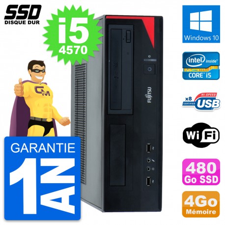 PC Fujitsu Esprimo E520 E85+ DT Intel i5-4570 RAM 4Go SSD 480Go Windows 10 Wifi