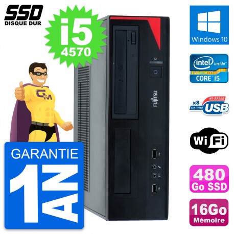 PC Fujitsu Esprimo E520 E85+ DT Intel i5-4570 RAM 16Go SSD 480Go Windows 10 Wifi