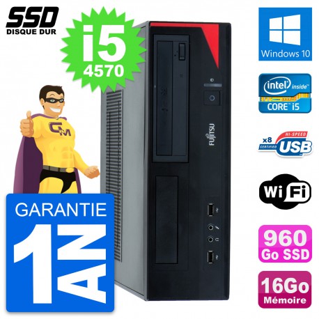 PC Fujitsu Esprimo E520 E85+ DT Intel i5-4570 RAM 16Go SSD 960Go Windows 10 Wifi