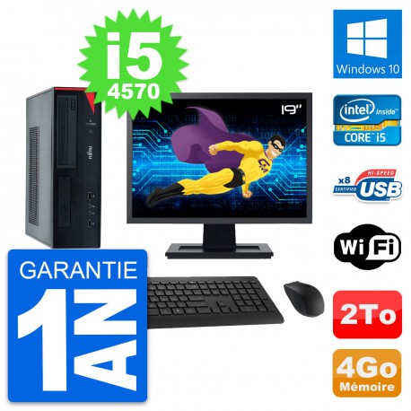 PC Fujitsu E520 DT Ecran 19" Intel i5-4570 RAM 4Go Disque 2To Windows 10 Wifi