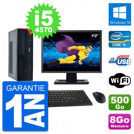 PC Fujitsu E520 DT Ecran 19" Intel i5-4570 RAM 8Go Disque 500Go Windows 10 Wifi