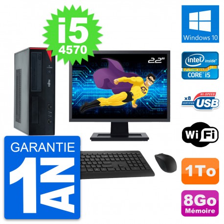 PC Fujitsu E520 DT Ecran 22" Intel i5-4570 RAM 8Go Disque 1To Windows 10 Wifi