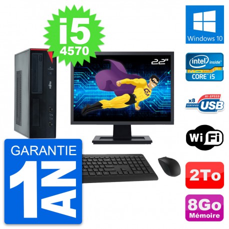 PC Fujitsu E520 DT Ecran 22" Intel i5-4570 RAM 8Go Disque 2To Windows 10 Wifi