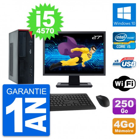 PC Fujitsu E520 DT Ecran 27" Intel i5-4570 RAM 4Go Disque 250Go Windows 10 Wifi