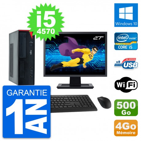 PC Fujitsu E520 DT Ecran 27" Intel i5-4570 RAM 4Go Disque 500Go Windows 10 Wifi