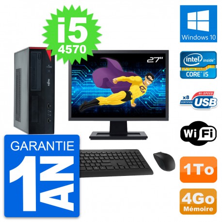 PC Fujitsu E520 DT Ecran 27" Intel i5-4570 RAM 4Go Disque 1To Windows 10 Wifi
