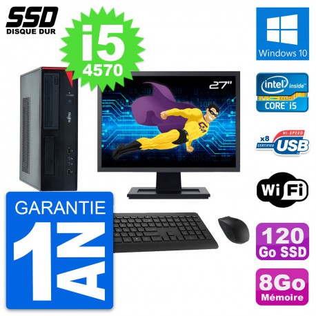 PC Fujitsu E520 DT Ecran 27" Intel i5-4570 RAM 8Go SSD 120Go Windows 10 Wifi