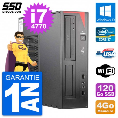 PC Fujitsu Esprimo E520 E85+ DT Intel i7-4770 RAM 4Go SSD 120Go Windows 10 Wifi