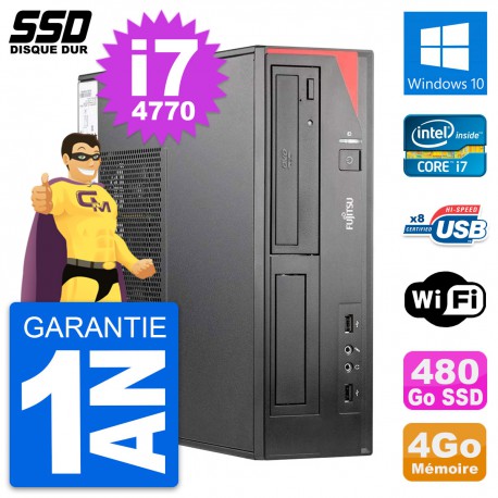 PC Fujitsu Esprimo E520 E85+ DT Intel i7-4770 RAM 4Go SSD 480Go Windows 10 Wifi