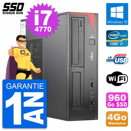 PC Fujitsu Esprimo E520 E85+ DT Intel i7-4770 RAM 4Go SSD 960Go Windows 10 Wifi