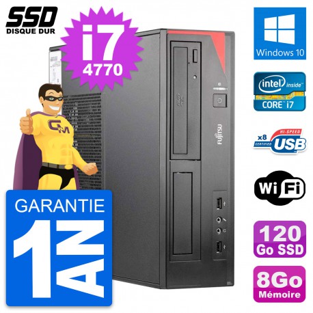 PC Fujitsu Esprimo E520 E85+ DT Intel i7-4770 RAM 8Go SSD 120Go Windows 10 Wifi