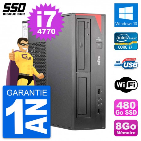 PC Fujitsu Esprimo E520 E85+ DT Intel i7-4770 RAM 8Go SSD 480Go Windows 10 Wifi