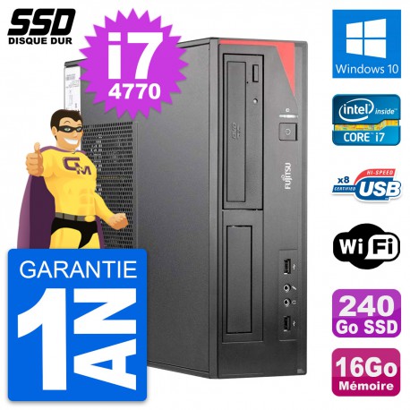 PC Fujitsu Esprimo E520 E85+ DT Intel i7-4770 RAM 16Go SSD 240Go Windows 10 Wifi