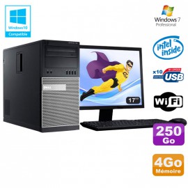 Lot PC Tour Dell 790 G630 2.7Ghz 4Go Disque 250Go DVD WIFI Win 7 + Ecran 17"