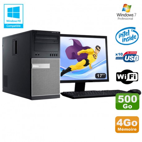 Lot PC Tour Dell 790 G630 2.7Ghz 4Go Disque 500Go DVD WIFI Win 7 + Ecran 17"