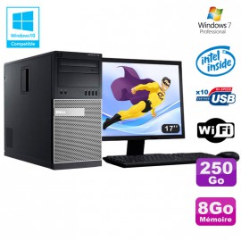 Lot PC Tour Dell 790 G630 2.7Ghz 8Go Disque 250Go DVD WIFI Win 7 + Ecran 17"